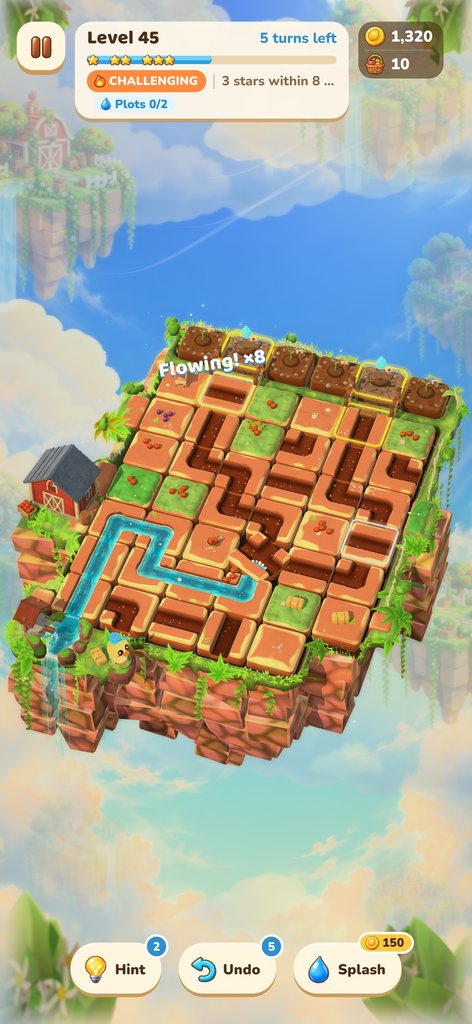 An Orchard Isle level where the water splits