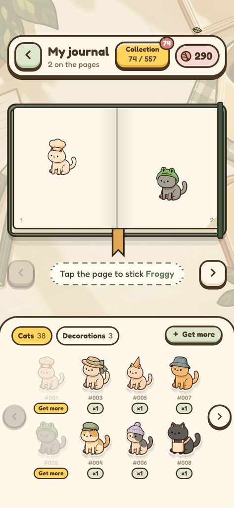 The sticker journal with stickers placed on its pages